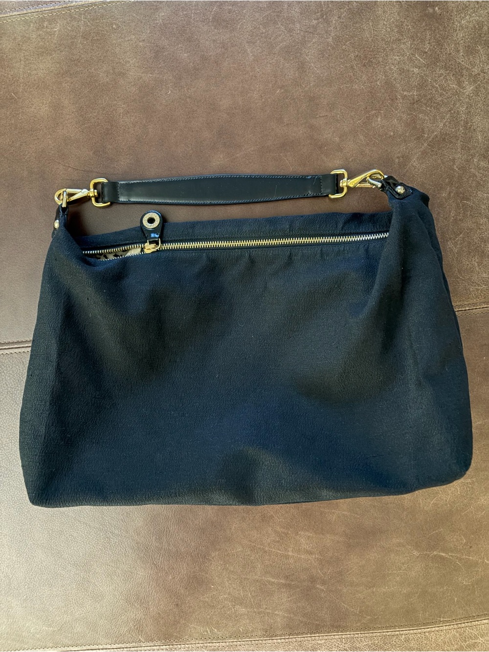 St. John Classic Black Shoulder Bag with Gold Hardware
